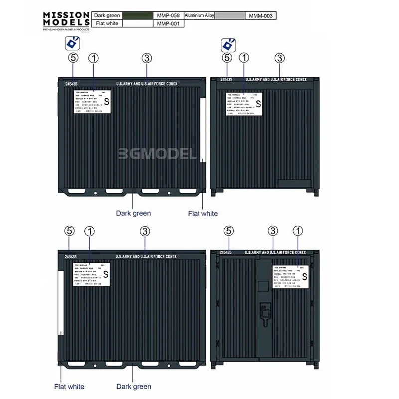 Gecko model assembly ratio kit 35GM0112 US 8-foot military small container set 1/35