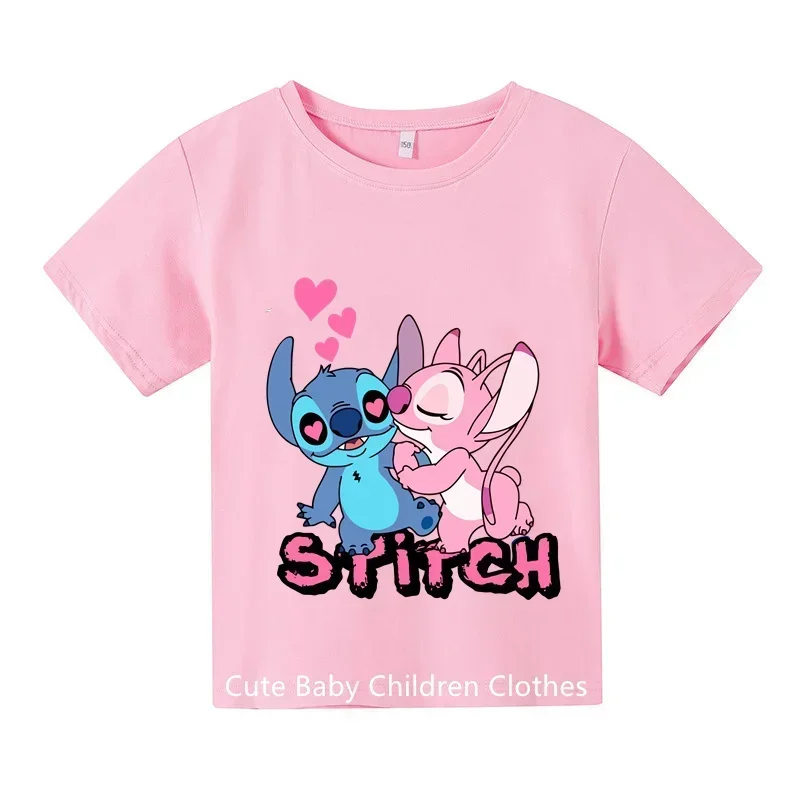 Boys Girls New Stitch Cartoon T Shirts Summer Kids Fashion T-Shirts Clothes Children's 1-14 Years Old Casual Tops Tees Costumes