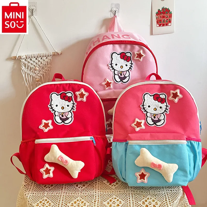 Miniso Sanrio Schattige Kleur Contrast Hello Kitty Cartoon Zoete En Frisse Schooltas Student Grote Capaciteit Mode Rugzak