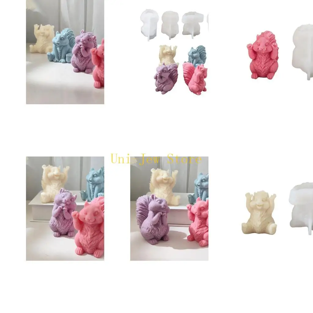 

40GB Squirrel Silicone Mold Cartoon Big Tail Animal Scented Ornament Desktop Home Decorations