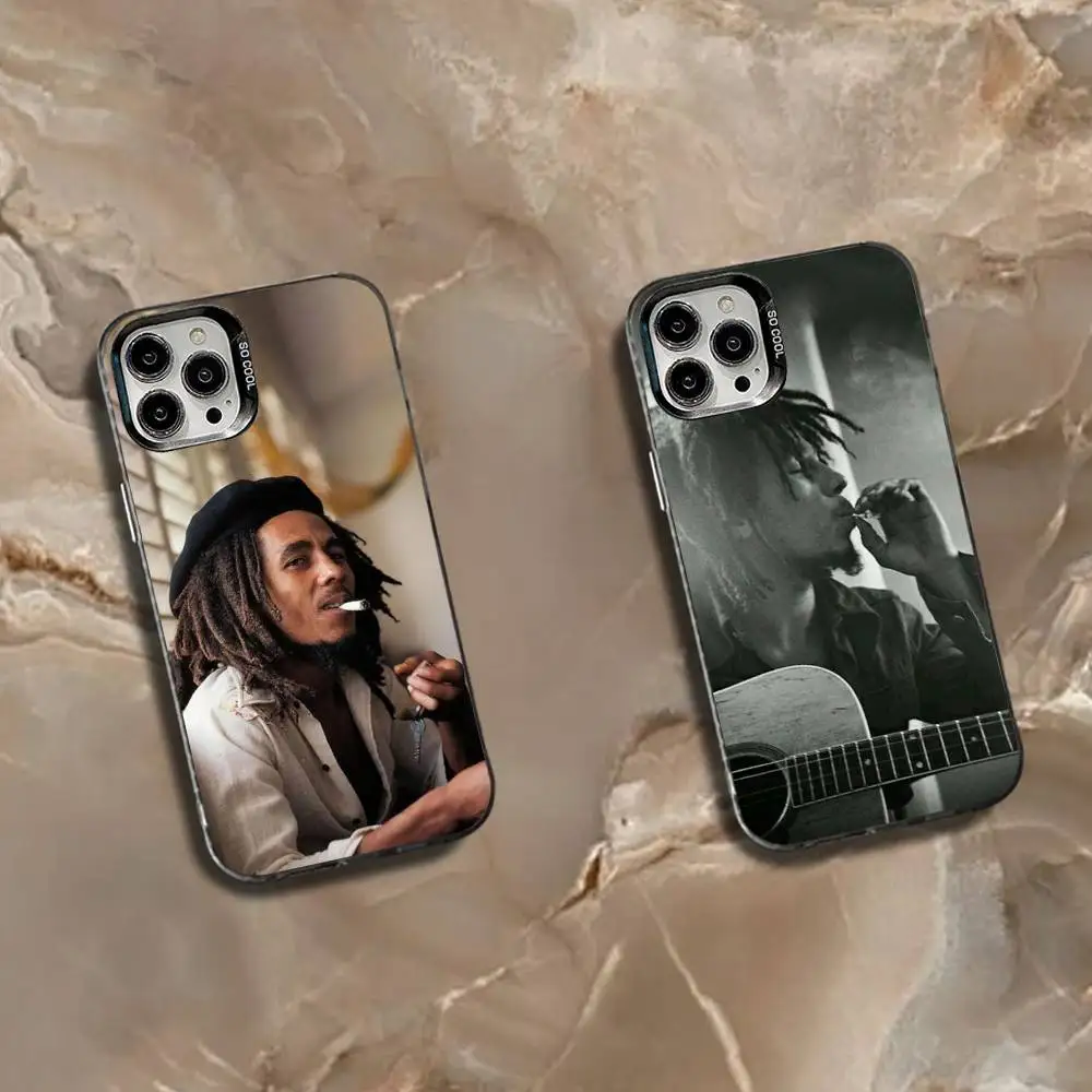 

Singer Bob M-Marley Smoking Phone Case For iPhone 16,15,14,13,12,11,Mini,Pro,SE,MAX White Matte Shockproof Cover