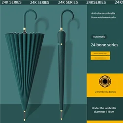 24K Long Handle Solid Color Golf Umbrella - Automatic One-Touch Open, High Quality, Stylish and Elegant