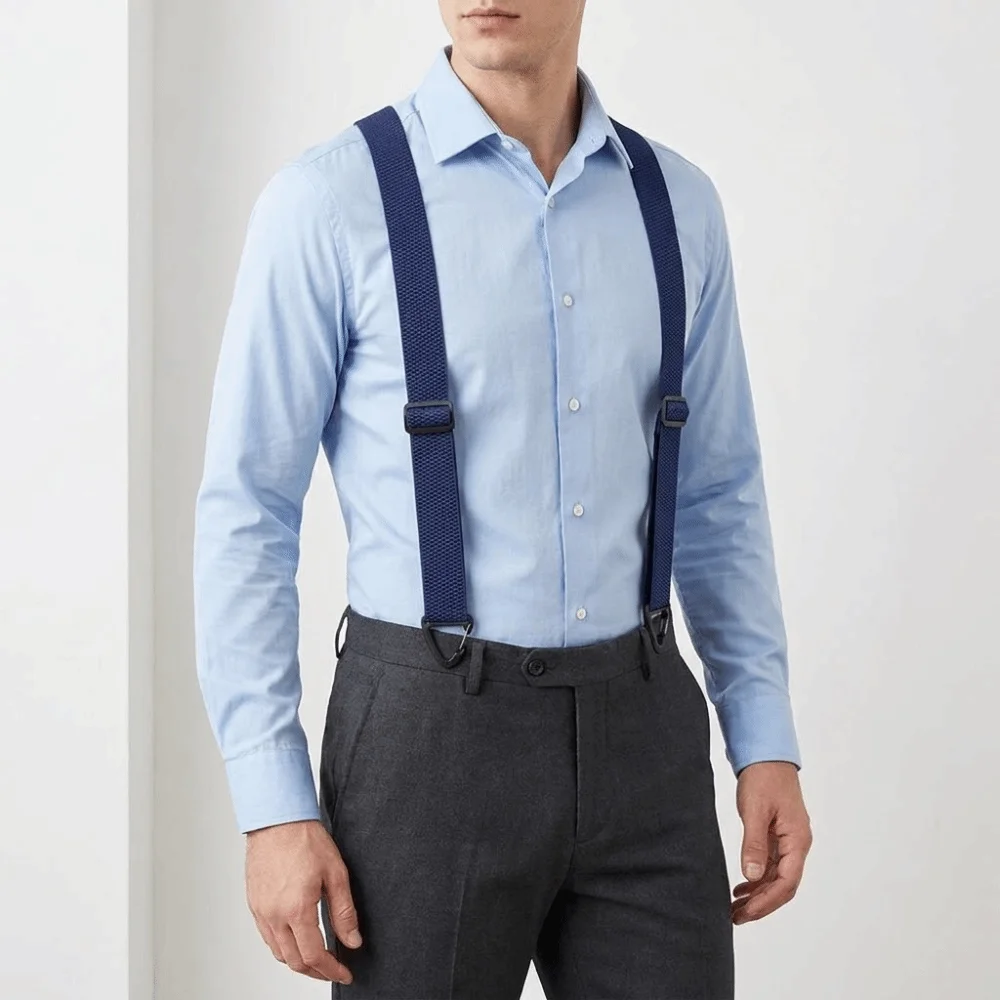 Fashion Heavy Duty Work Suspenders 3.8cm Wide Retro Y-Type Suspenders Elegant Anti-slip Adjustable Suspenders Suit Accessories