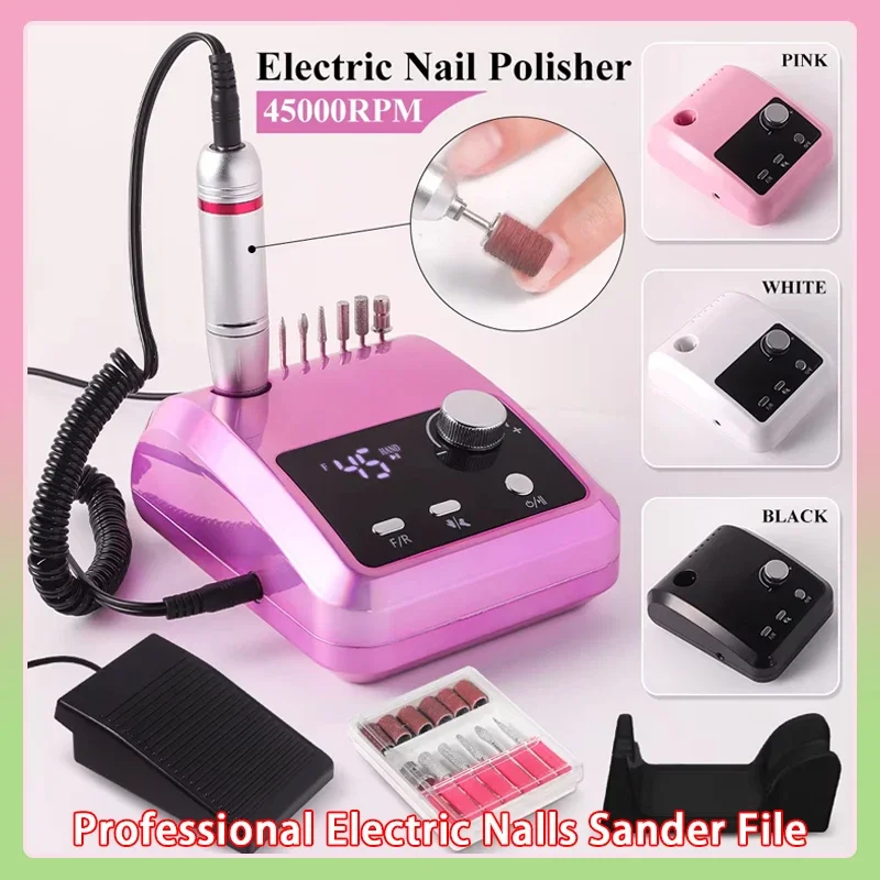 

New 45000RPM Nail Drill Machine Cutters Professional Electric Nails Sander File for Gel Nails Polishing For Home Manicure Salon