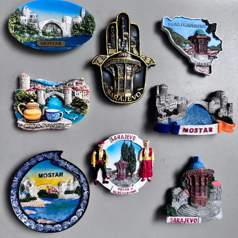 Bosnia and Herzegovina Fridge Magnets Sarajevo Mostar Neretva River BIH Tourist Souvenir Refrigerator Magnets Collection Gifts
