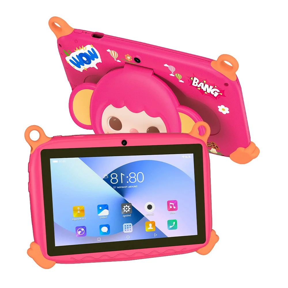 BDF 7 inch kindertablet 64GB Android 13 WiFi Bluetooth Educatieve software geïnstalleerd Geschikt voor kinderen van 3-5 jaar