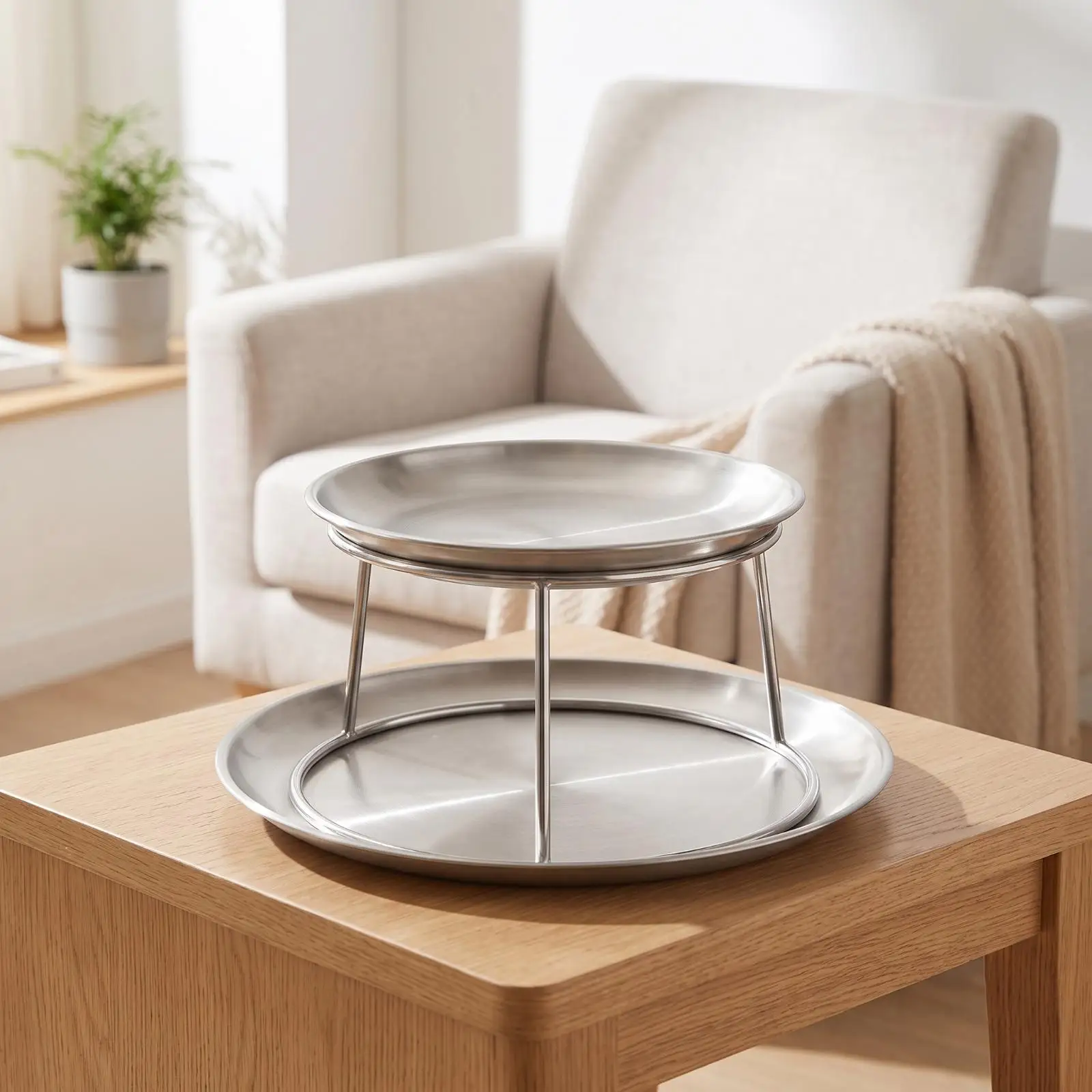Two-Tier Serving Stand Metal Seafood Tiered Stand Space-Saving for Afternoon Tea