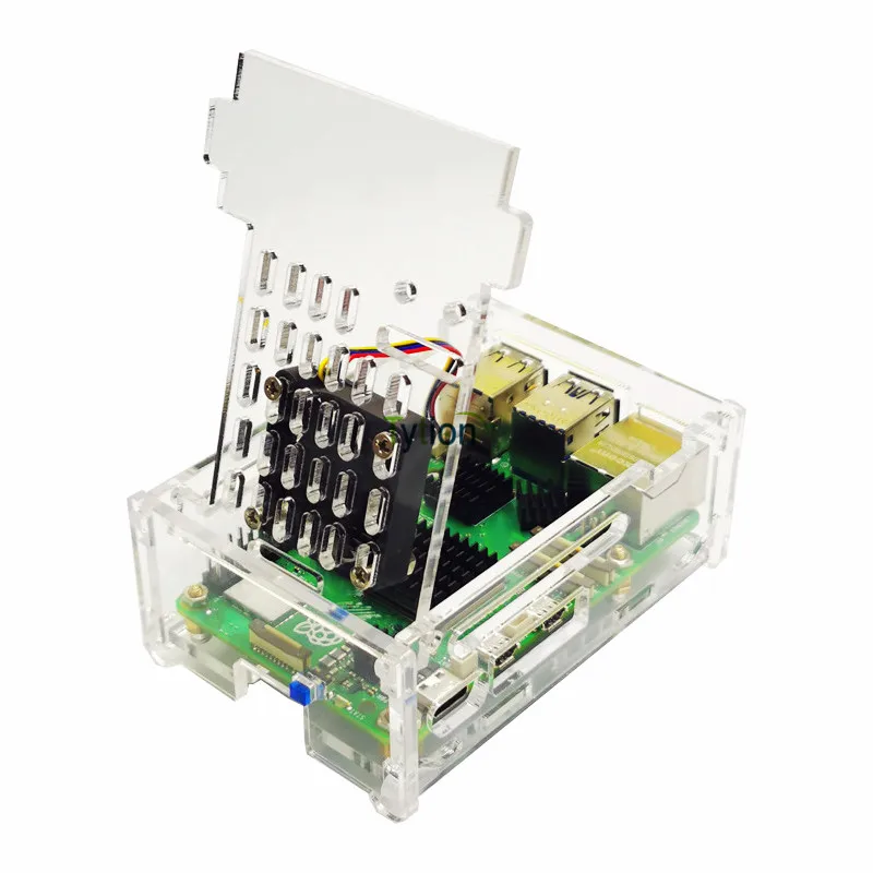 Raspberry Pi 5 Acrylic Case Transparent Shell Optional Cooling Fan Aluminum Heatsink KIT