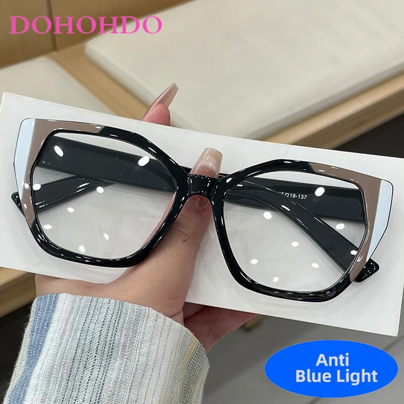 

Classic Big Frame Cat Eye Anti-Blue Light Glasses Women Men Trendy Brand Design Computer For Office Work Optical Eyeglasses Очки