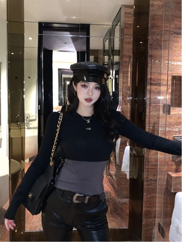 

Ретро-стиль Гонконга: Теплая женская базовая рубашка с длинным рукавом, флисовой подкладкой и принтом, приталенного кроя, для осени и зимы. Модный топ Nicole Rose.