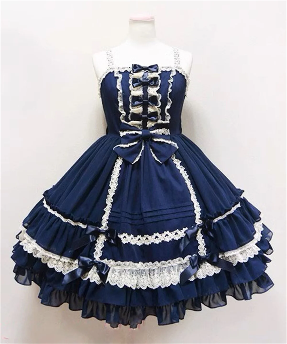 Tailor-made Lolita Japanese strap burgundy navy skirt dress