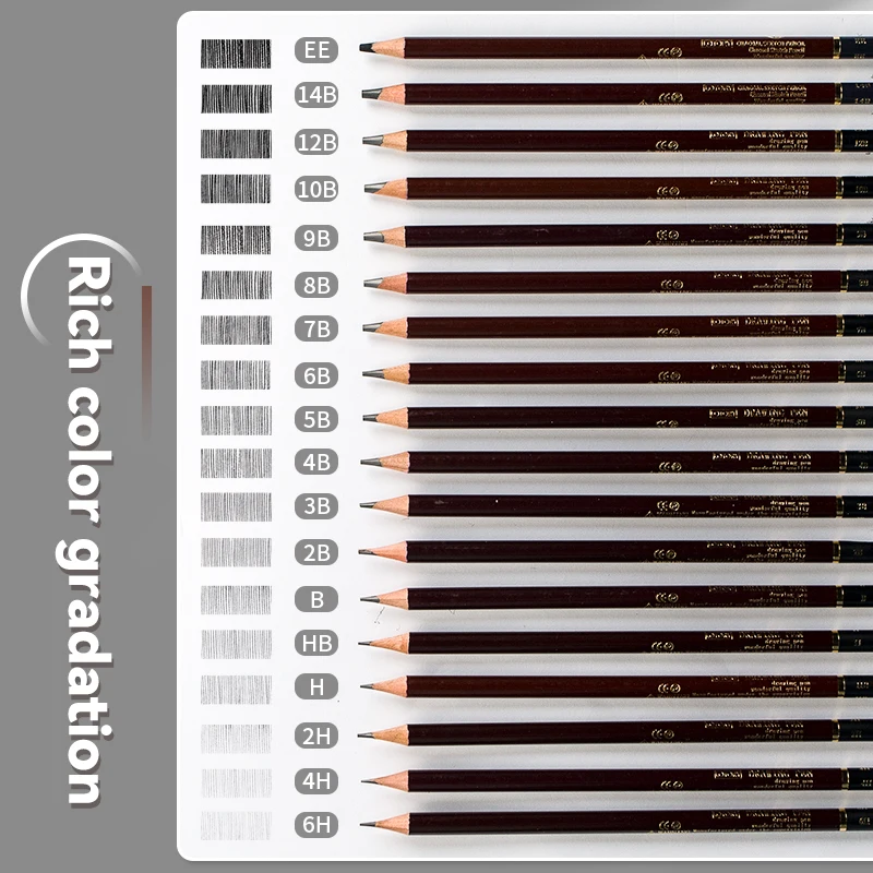 Lápiz de dibujo profesional 2H/HB/B/2B/3B/4B/5B/6B/7B/8B/9B/10B/4H/6H/EE lápiz de boceto de grafito de carbón artístico
