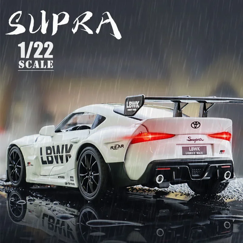 1:22 Toyota SUPRA Racing Car Model Alloy Diecasts & Toy Metal Vehicles Toy Car Model High Simulation Sound Light Kids Toys A413