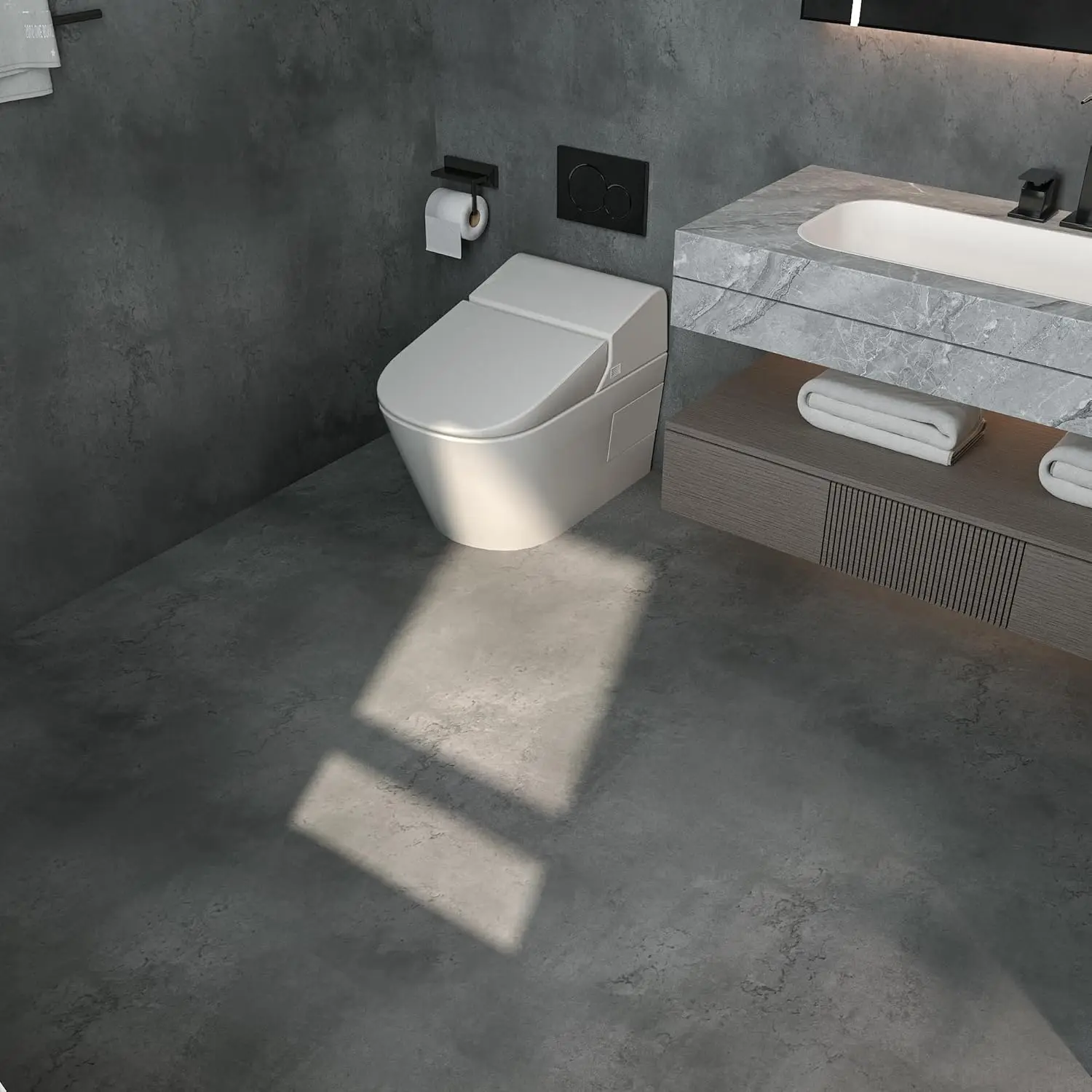 3/5/10m PVC Thicken Floor Stickers Cement Grey Self-adhesive Floor Sticker Flor Living Room Home Decoration For Kitchen Bathroom
