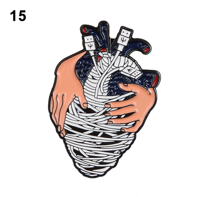 Heart Neurology Pattern Brooch Pins Novel Medical Theme Jewelry Brooch Pins for Friends Neighbors Family Gift