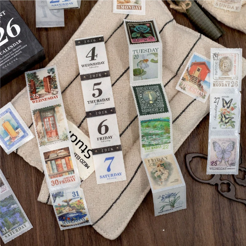 2026 Tape Sticker Calendar Pull box packaging Digital Stamp Calendar 365 day  tape calendar that can be torn off once a day