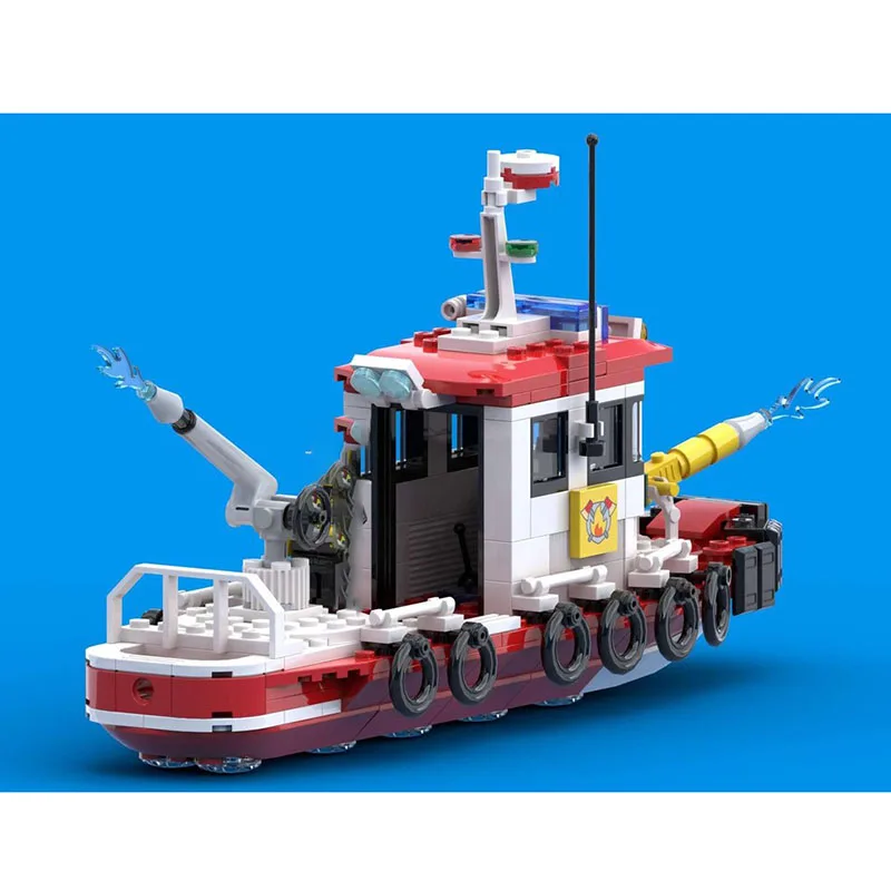 قارب إطفاء كلاسيكي وحدات من Moc لبنات البناء (رقم السفينة. 4) كتل تكنولوجيا النموذج لعيد الميلاد DIY لعبة البناء هدايا العيد #5