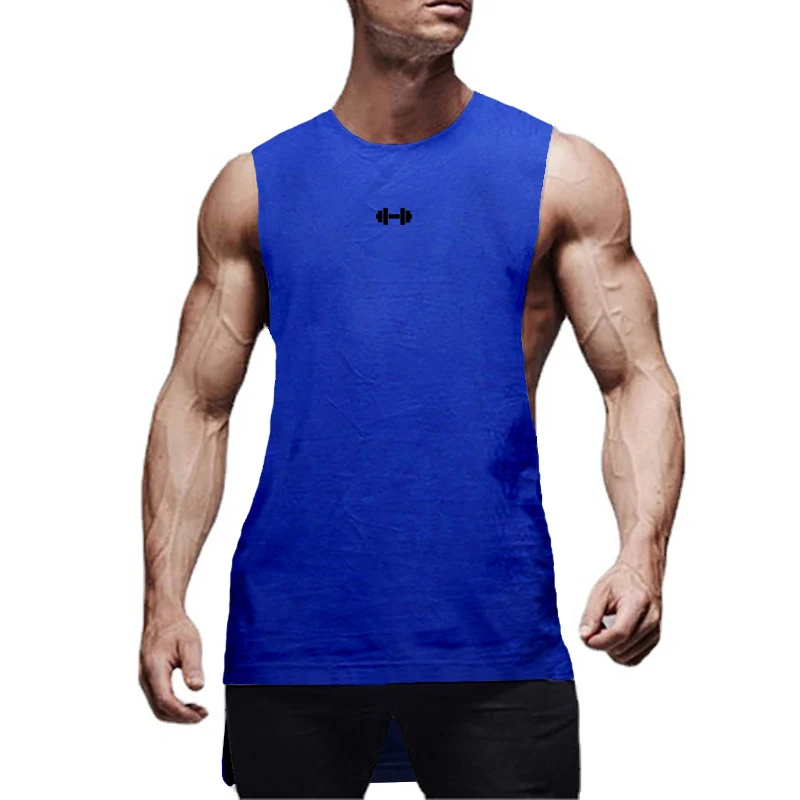 رجل تمديد قطع أكمام الهيب هوب تي شيرت القطن تنفس رياضة اللياقة البدنية كمال الاجسام الرياضة سترات تجريب العضلات تانك القمم #6