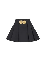 HIGH STREET 2025 Newest Fashion Stylish Designer Women Large Metal Buckle Decoration Pleated Mini Skirt