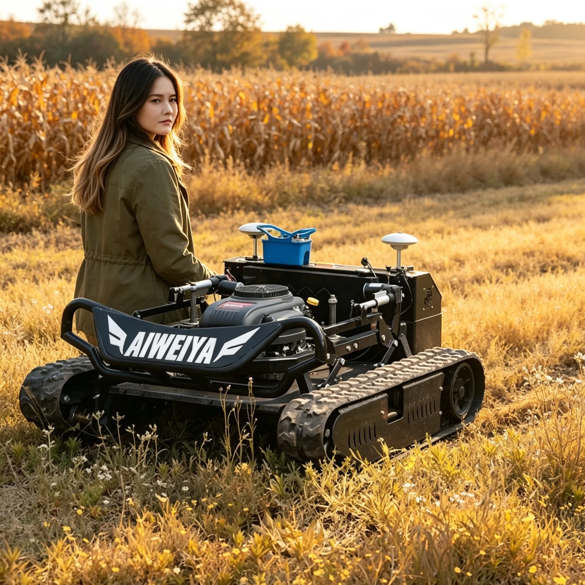 Customized for country villa garden Black Knight tracked self‑propelled lawn mower 900mm optional display panel for real‑time wo