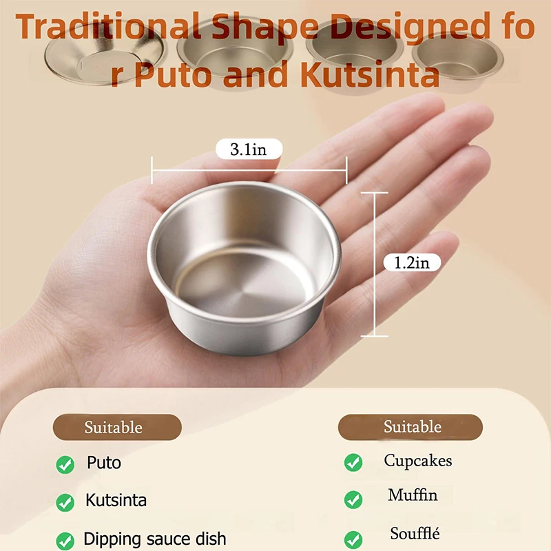 10 Uds Puto taza pastel molde aleación de aluminio huevo tarta taza magdalenas cocina molde para hornear Mini horno redondo sartén pastelería postre molde