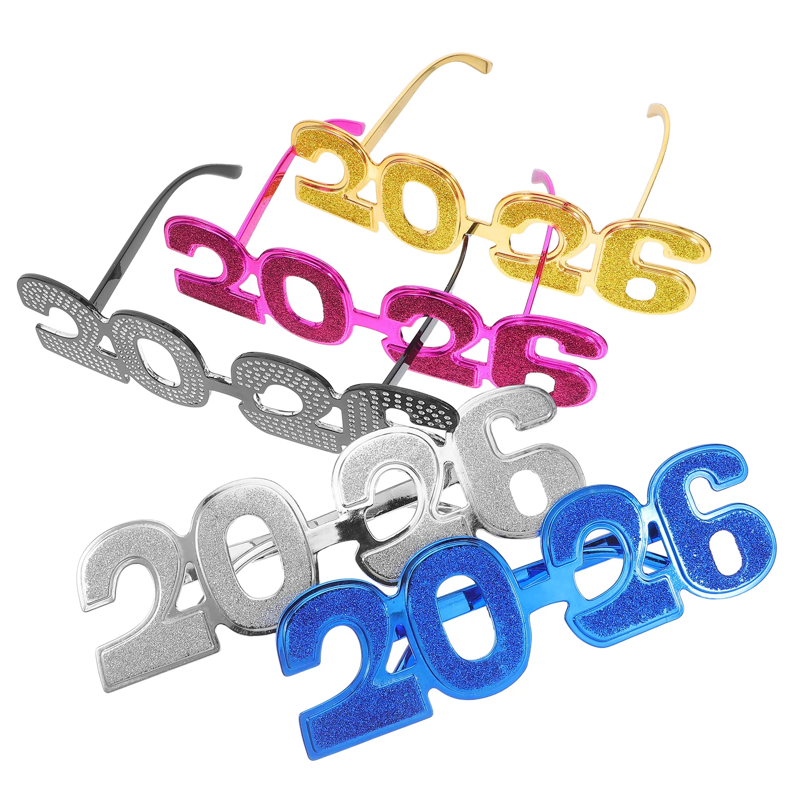 

5Pcs 2026 New Year Eyewear Glitter Number Glasses Graduation Party Photo Booth Props Holiday Celebration Accessories