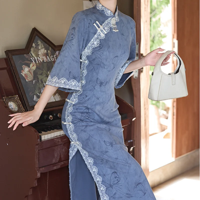 qipao-d'automne-pour-femmes-col-mandarin-sexy-en-dentelle-cheongsam-en-daim-velours-manches-trois-quarts-robe-de-soiree-elegante-grande-taille-3xl