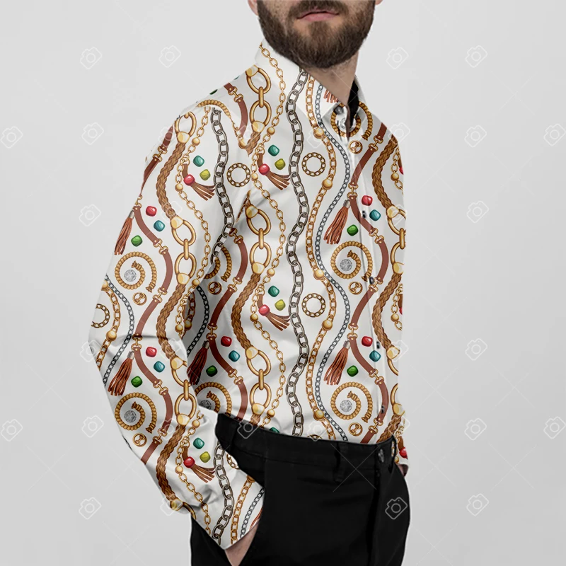 

Men's Fashion Button Collar Shirt, Long Sleeve Top 3D Printed Spring and Autumn Fashion Casual Loose Shirt Special Gift 3XL 2025