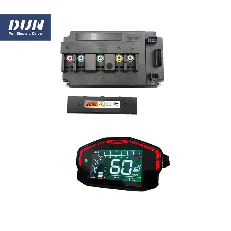 

DUN/VOTOL EM100 100A DC Sine Wave BLDC Controller Kit with DKD LCD One-Lin Speedometer for 2000w 3000w Motor