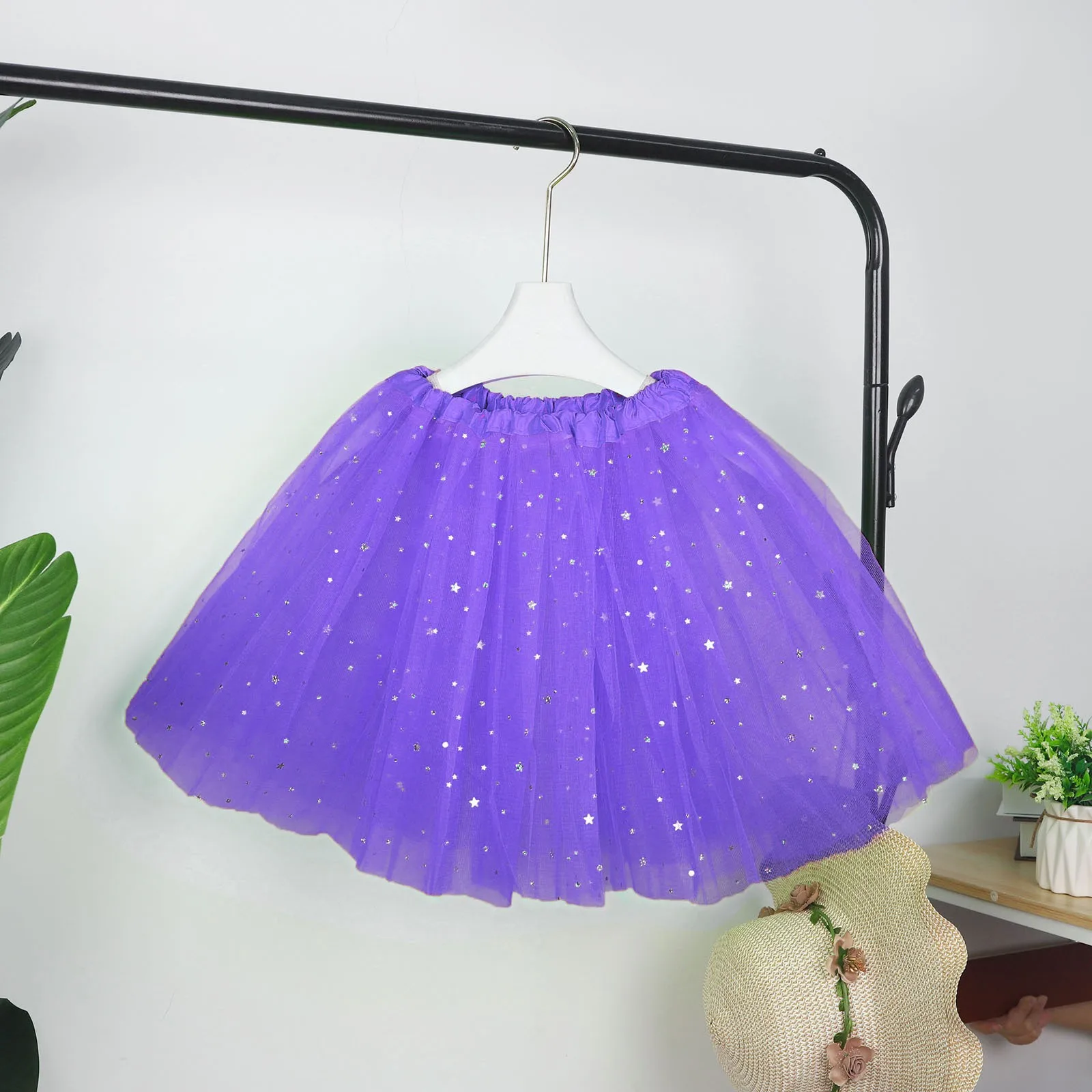 Fluffy Soft Tulle Women Dance Tutu Skirt For Women Sequin 3 Layers Tulle Princess Pettiskirt Cosplay Dance Skirt