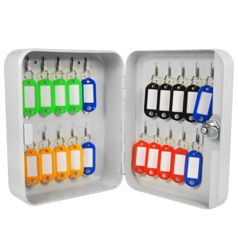 Lockable Security Metal Cabinet Home Security Key Cabinet Box 20 Tags Fobs Wall Mount Property Management Company