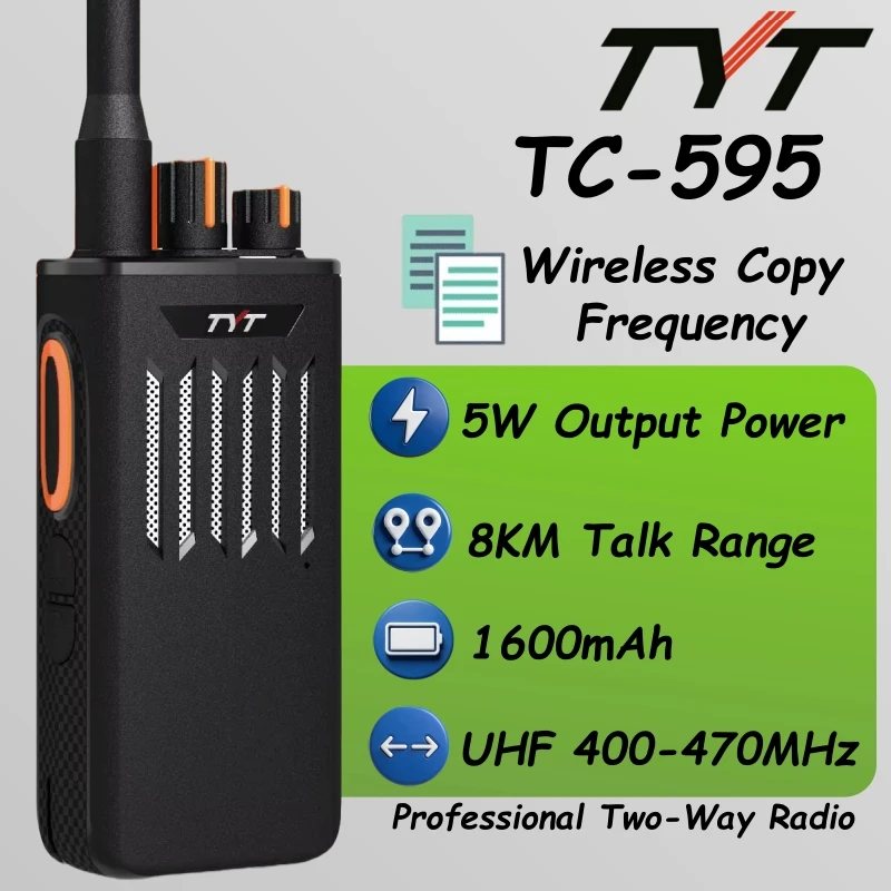 

Tyt Tc-595 5W Walkie Talkie--Wireless Copy Frequency Two-Way Radio- -Uhf 400-470--1600Mah--16Ch-Vox ---Ham Radio Wireless set