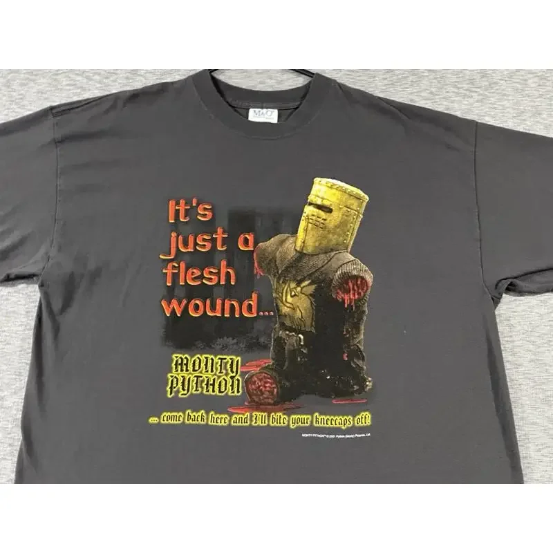 Monty Python And The Holy Grail Just A Flesh Wound T Shirt XXL Black Vintage 2001