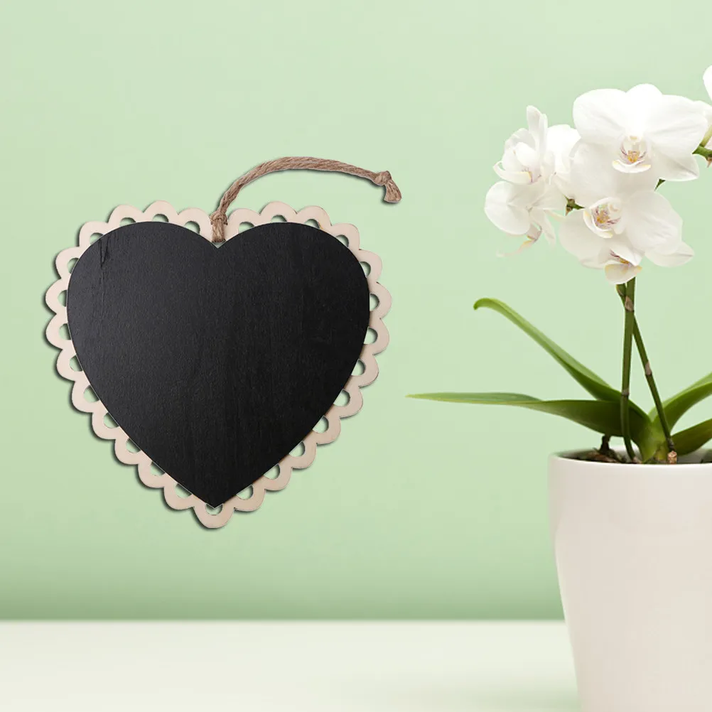 Heart Mini Blackboard 16x15cm Lightweight Boxwood Chalkboard for Wedding Reception Signs Christmas Decor Garden Plant
