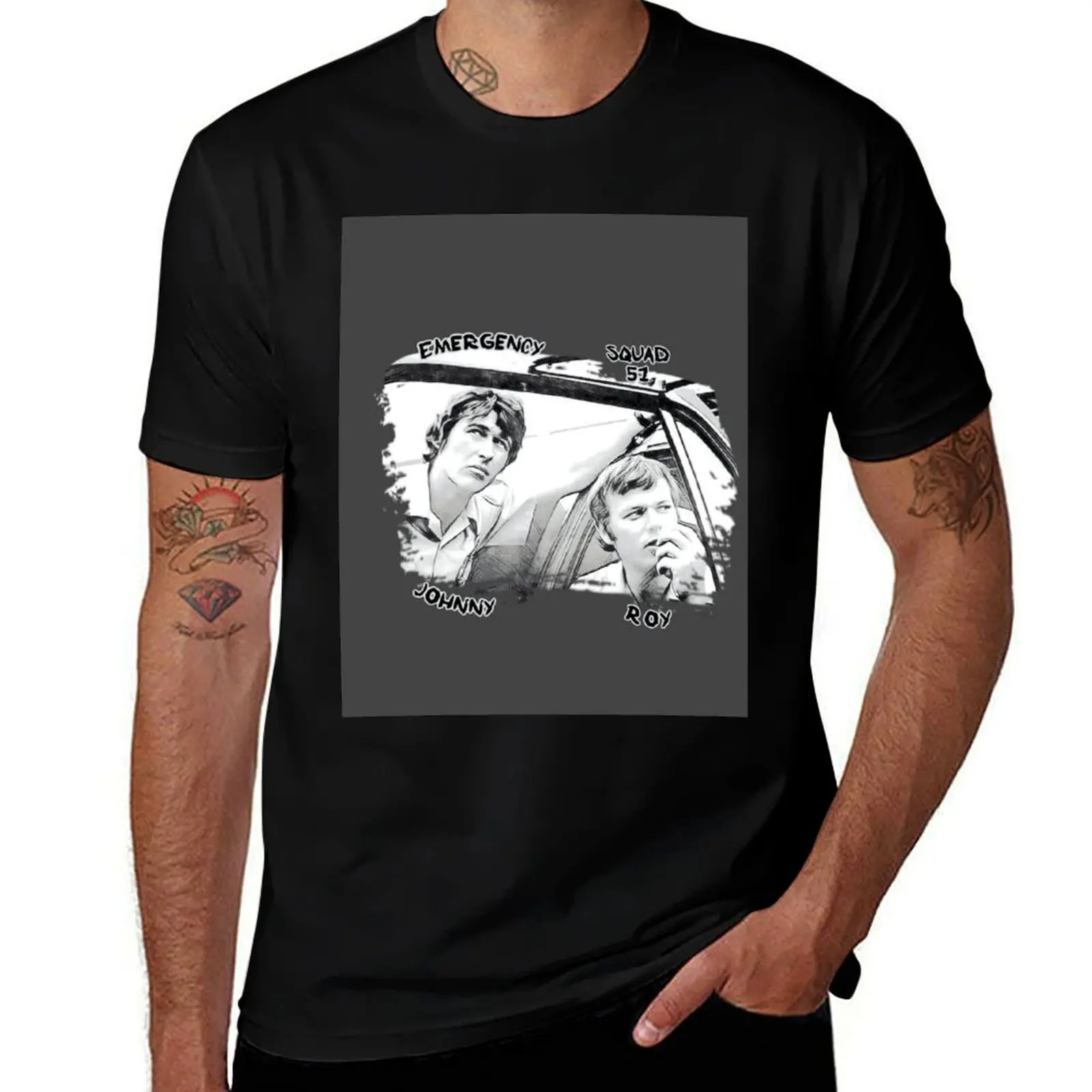 

Emergency TV Show Roy and Johnny T-Shirt man t shirt luxury t shirts cotton 100%