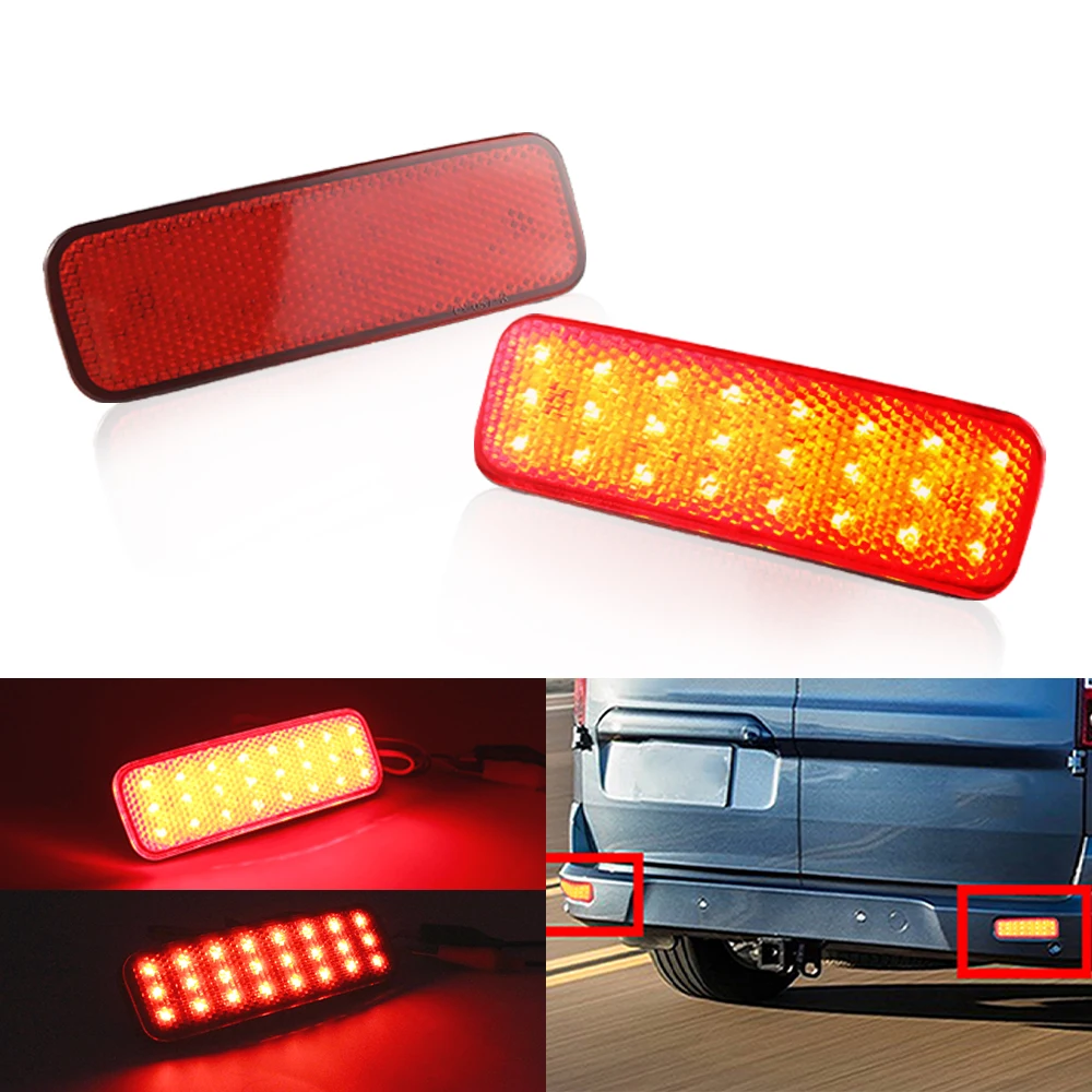 

2pcs Black/Red Lens LED Rear Bumper Reflector Brake Light For Ford Transit Van Custom Connect BK21515C0AA BK21 515B0 AA 1778457