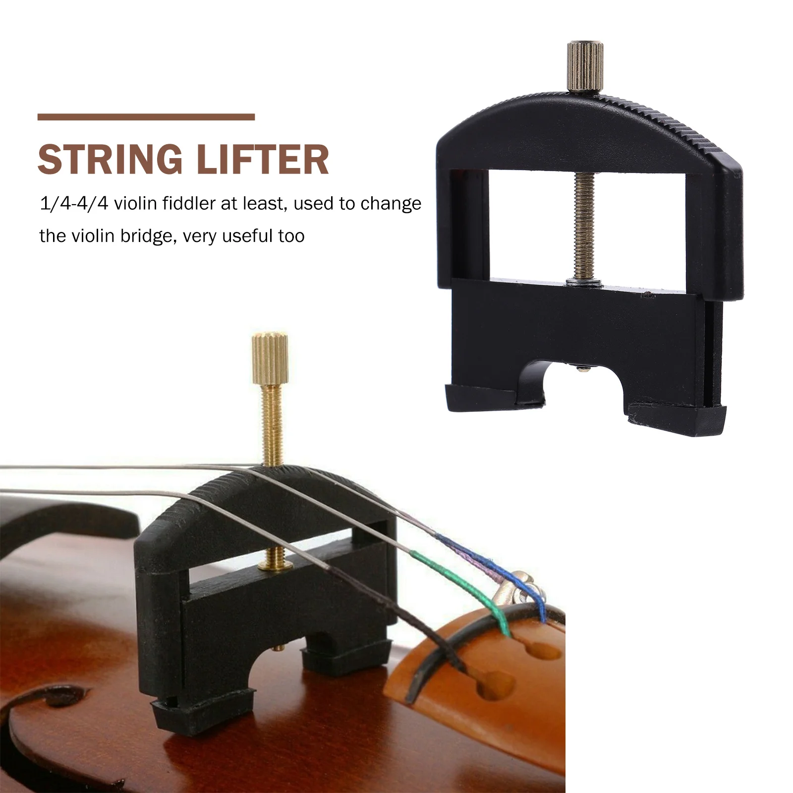 

1pc 1/4-4/4 String Lifter Durable Adjustable Bridge Tool For Violin Strings Change Small Size Accurate Positioning Violin