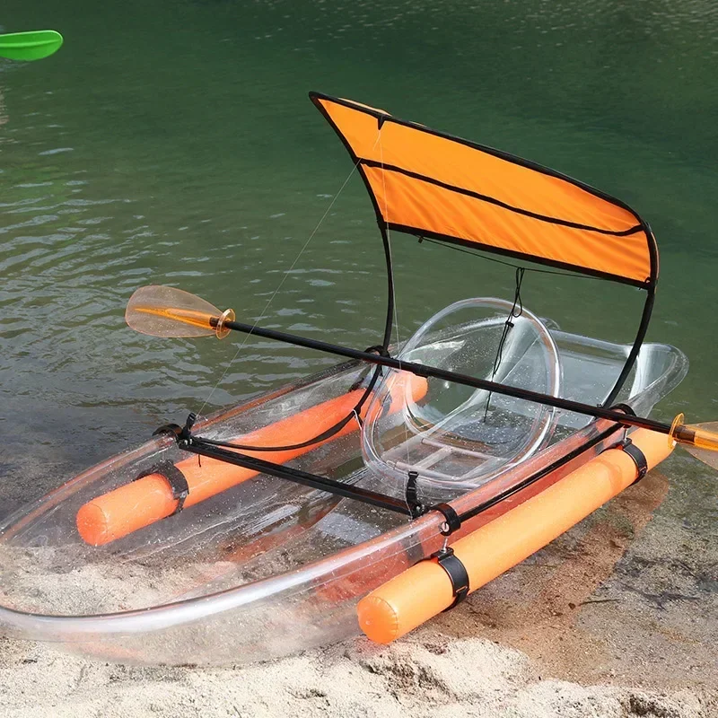 Strong Hull  Transparent kayak PC Top Sale 2 Seats  Clear Canoe Boat with Paddles Balance factory outlet