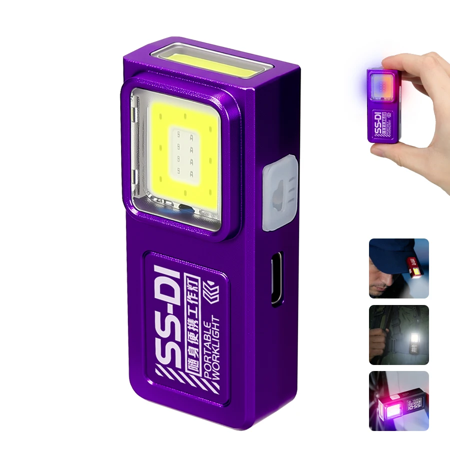 LED COB Mini-zaklamp USB oplaadbare mini-zaklamp Draagbare werklamp met magneet Outdoor noodwandelen Visserslantaarn