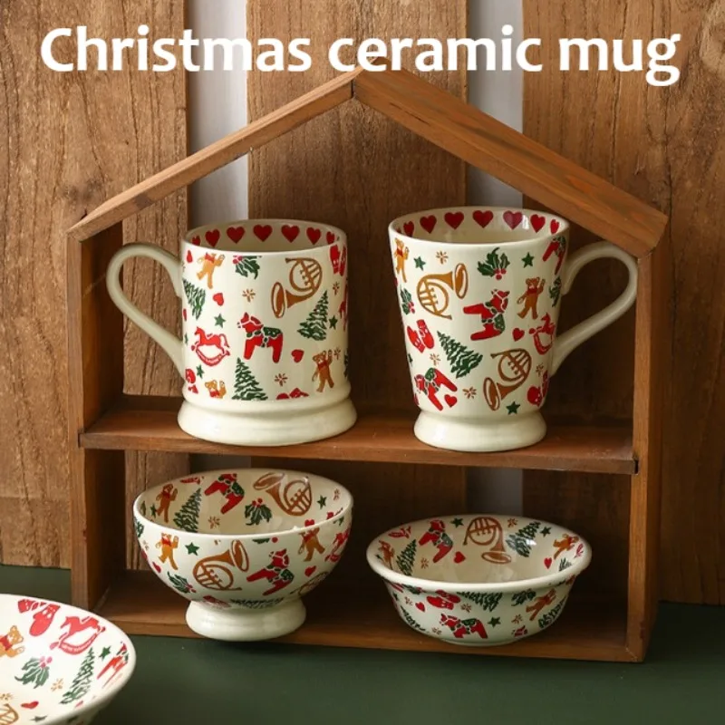 Christmas Ceramic Tableware Set Mug Water Cup Breakfast Dishes In Home Restaurant