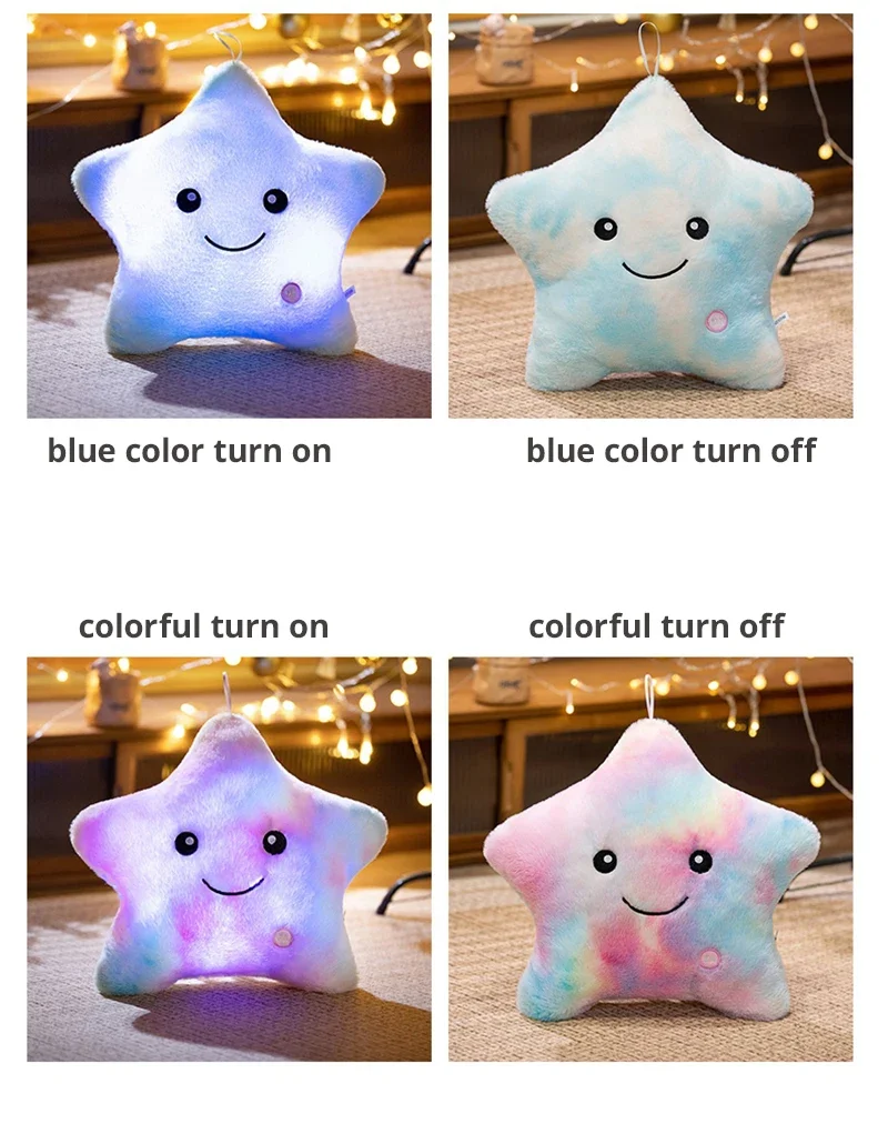 LED Licht Stern Plüsch Spielzeug Weiche Angefüllte Stern Kissen Puppe Glowing Plüsch Baby Kind Spielzeug Geburtstag Geschenk Home Deco – Detail 8