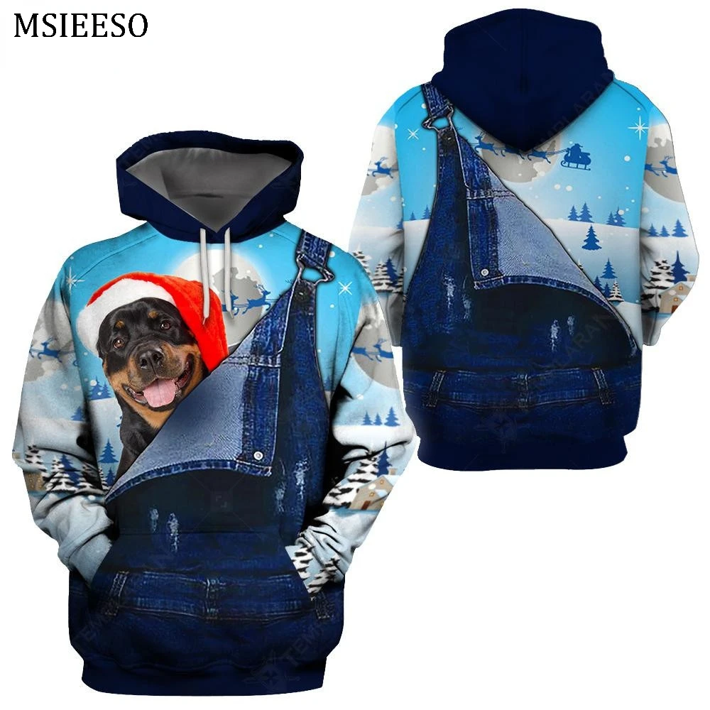 

MSIEESO Christmas Hoodie Staffordshire Bull Terrier Sharpei Saint Bernard 3D All Over Printed Autumn Men Women Hooded Pullover