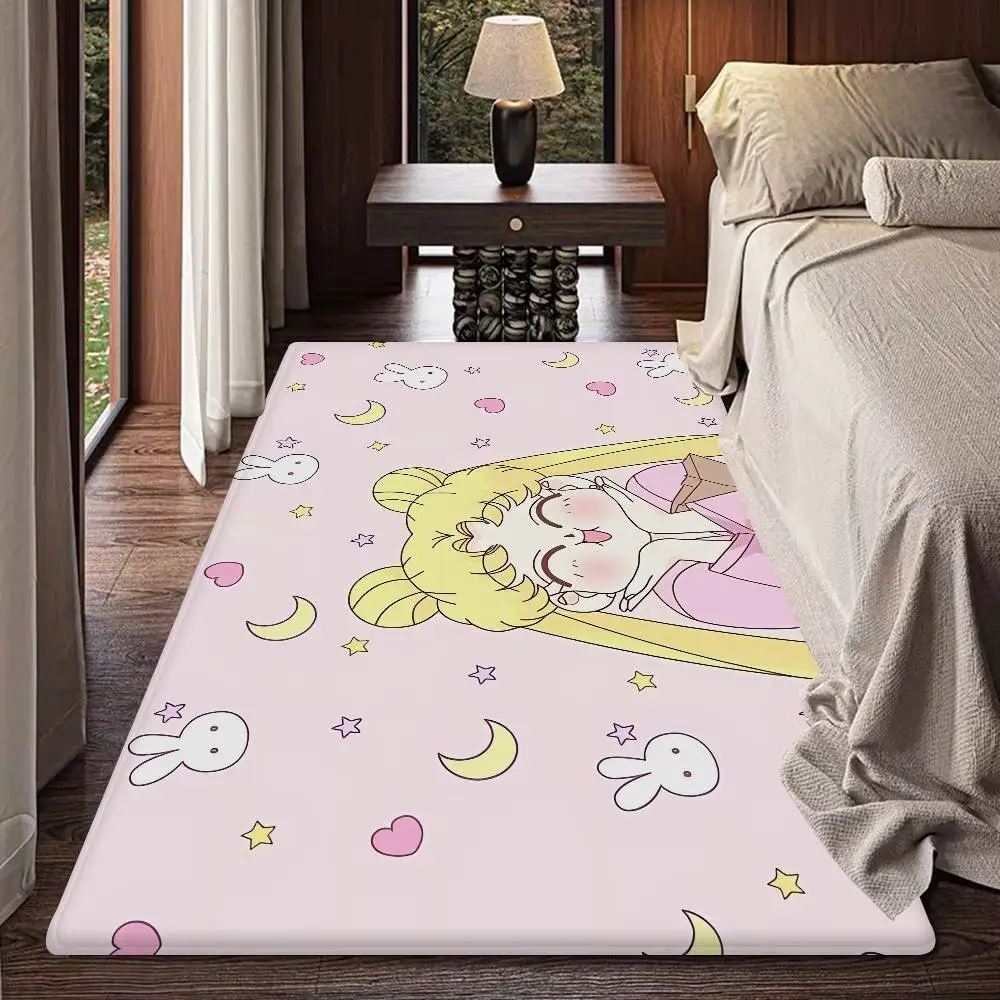Cute S-Sailor M-MoonS Floor Carpet Kids Room Bedroom Decoration Balcony Anti-Slip Doormat Living Room Hotel Decor Mat