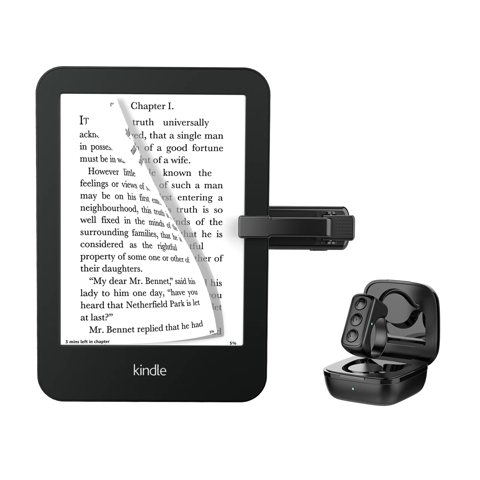 Télécommande Bluetooth E-Reader Ring, TikTok Ring, Obturateur de caméra, Contrôleur pour Kindle Paperwhite Oasis Kindle Kids