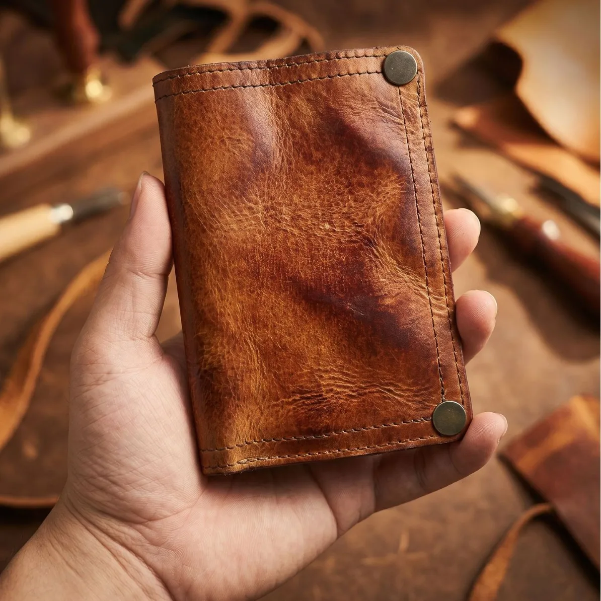 First Layer Vegetable Tanned Leather Wallet Retro Style Male Long Multi-card Multi-function Wallet Card Bag Male Mini Purse