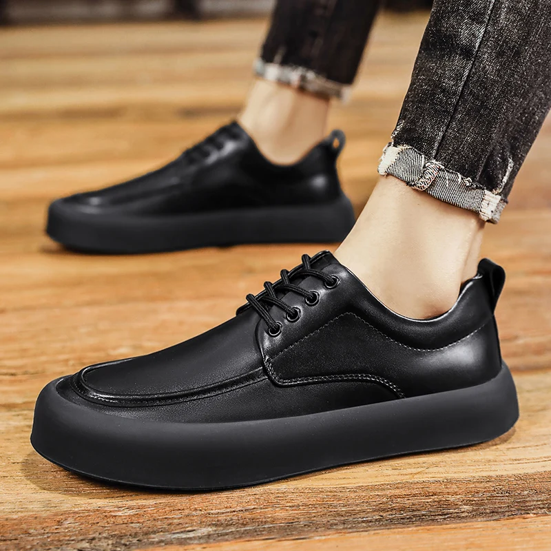 Casual youth leather shoes Fashionable minimalist and versatile style Daily office driving Outdoor street walking Quality sho