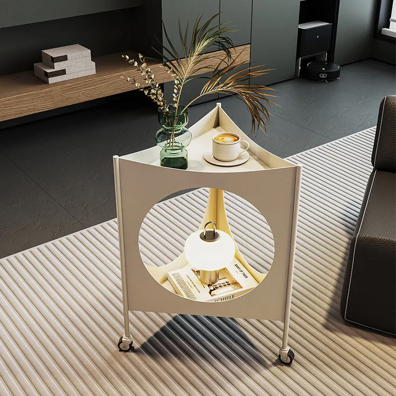 Cream wind triangle living room sofa side table movable trolley corner table modern and simple