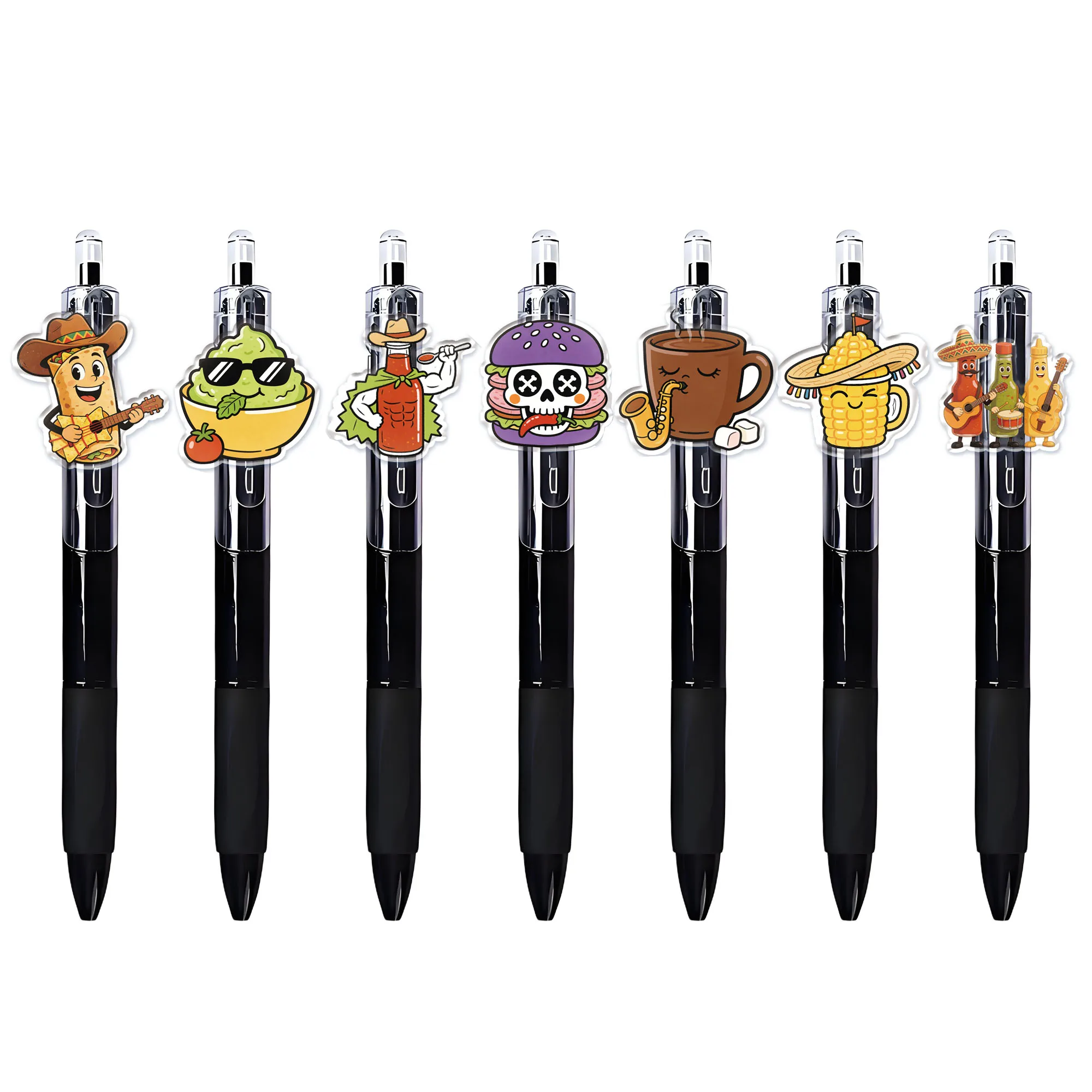 7pcs Mexican Food Party Theme Ballpoint Pen Multiple Styles Funny Creative Pen Daily Office Public Student Writing Gift Pen