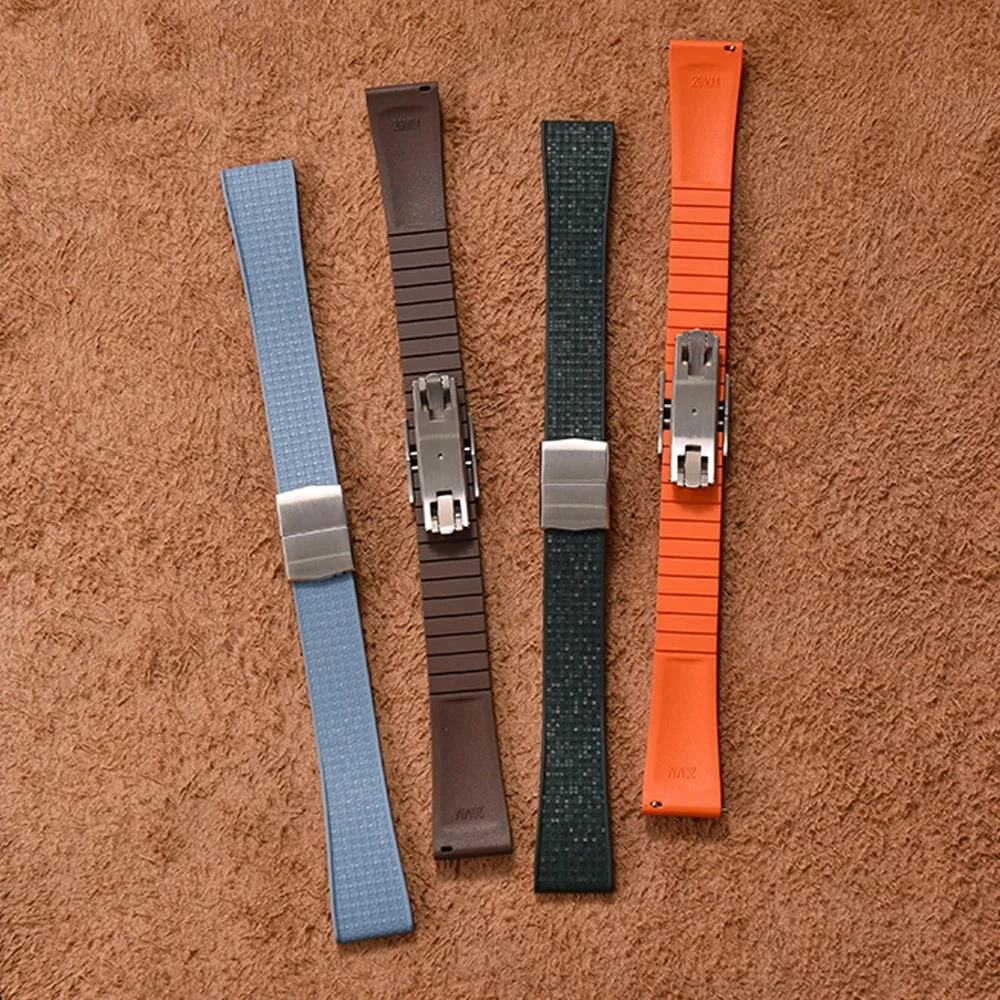 

20mm 22mm Mosaic FKM Rubber Watch Band For Rolex Cartier IWC Apple Watch Strap with Quick Release Fluororubber Strap Fold Buckle