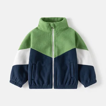 Ircomll New Children Boys Polar Fleece Jacket Autumn Winter Kids Coat Causal Toddler Stand Collar Zipper Outwear Boys Clothing 4